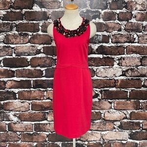 Boden Dress Red Sleeveless Sheath Rhinestones Size 6 Christmas Holiday